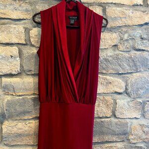 VENUS Plunge Neck Sleeveless Short Skirt Dress in Rich Wine Size Small